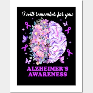 I Will Remember For You Brain Alzheimer's Awareness Posters and Art